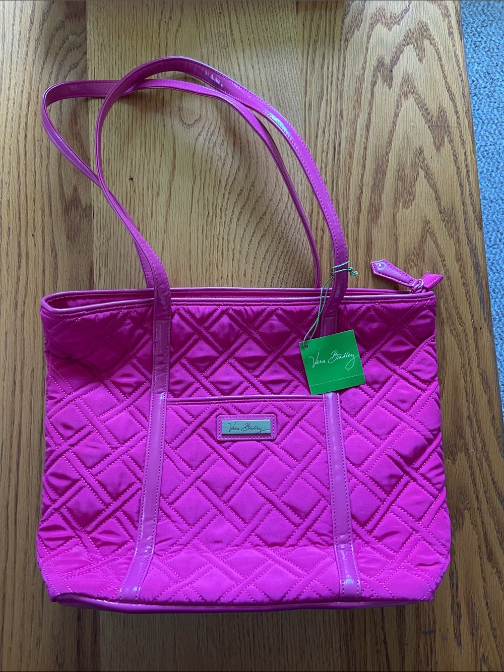 Vera Bradley Fuchsia Small Trimmed Vera Tote Bag